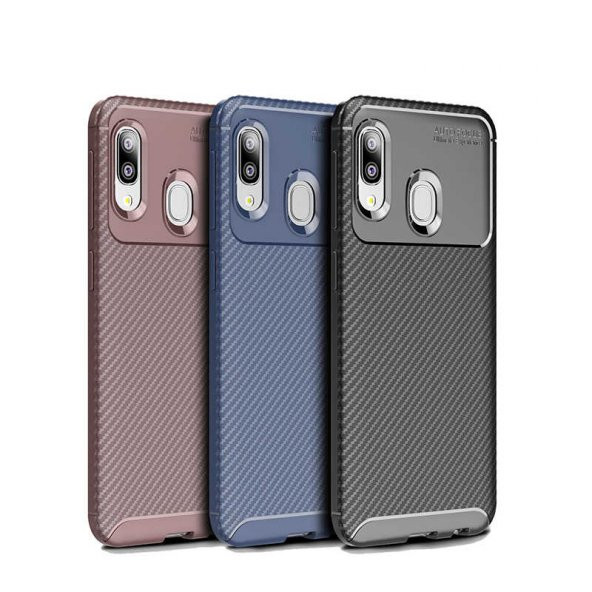 Samsung Galaxy A20E Kılıf Antişok Carbon Desenli Regnor Silikon Kapak - 5