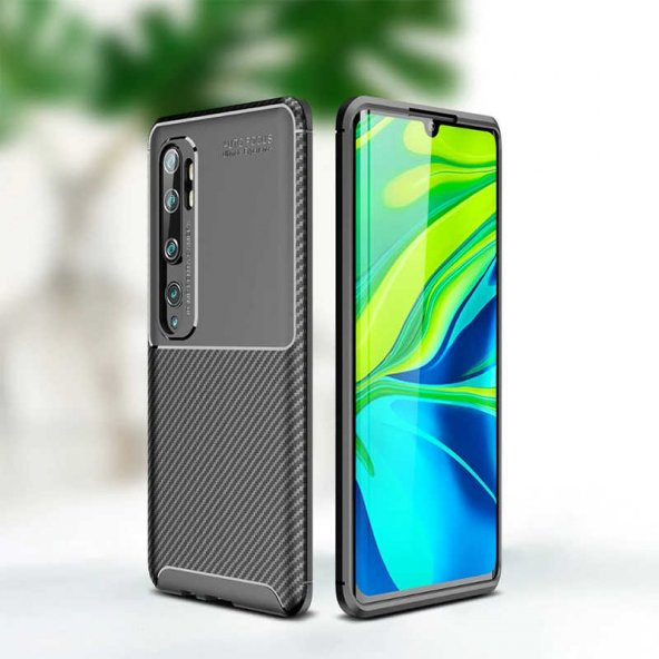 Xiaomi Mi Note 10 Kılıf Antişok Carbon Regnor Antişok Carbon Silikon