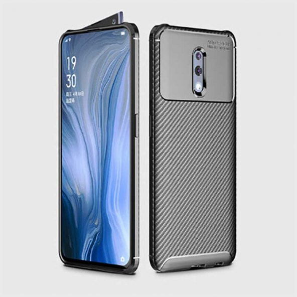 Oppo Reno Kılıf Antişok Carbon Regnor Antişok Carbon Silikon