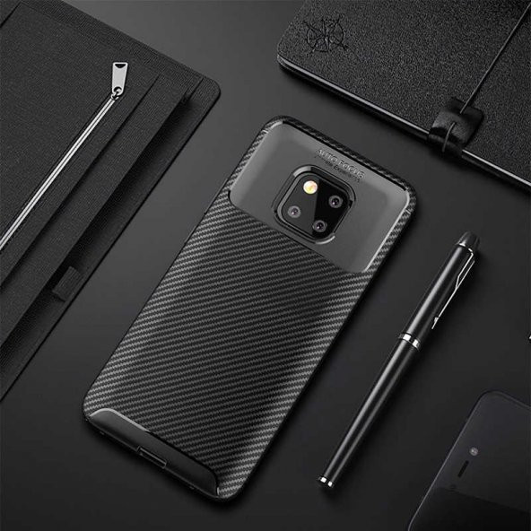 Huawei Mate 20 Pro Kılıf Antişok Carbon Regnor Antişok Carbon Silikon - 2