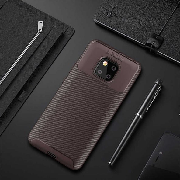 Huawei Mate 20 Pro Kılıf Antişok Carbon Regnor Antişok Carbon Silikon - 4