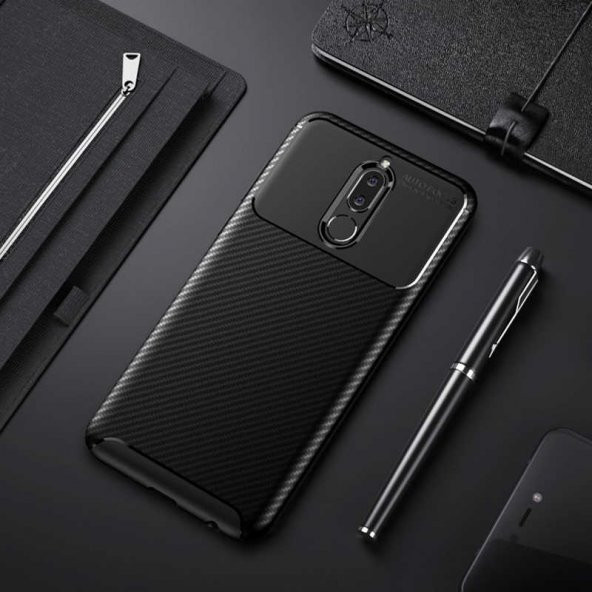 Huawei Mate 10 Lite Kılıf Antişok Carbon Regnor Antişok Carbon Silikon - 2