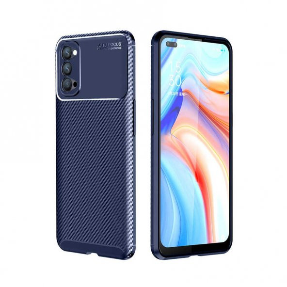 Oppo Reno 4 Kılıf Antişok Carbon Desenli Regnor Silikon Kapak