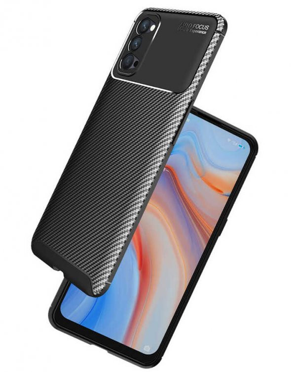 Oppo Reno 4 Kılıf Antişok Carbon Desenli Regnor Silikon Kapak - 6