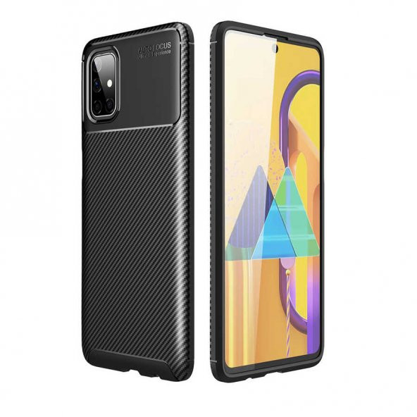 Samsung Galaxy M51 Kılıf Antişok Carbon Desenli Regnor Silikon Kapak - 2