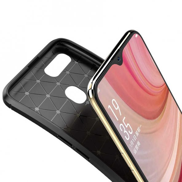 Oppo A7X Kılıf Antişok Carbon Desenli Regnor Silikon Kapak - 6