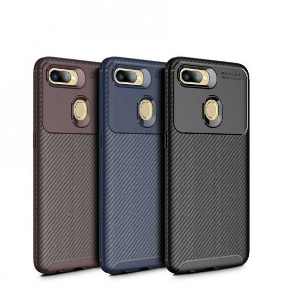 Oppo A7X Kılıf Antişok Carbon Desenli Regnor Silikon Kapak - 8