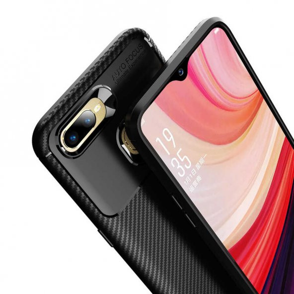 Oppo A7X Kılıf Antişok Carbon Desenli Regnor Silikon Kapak - 11