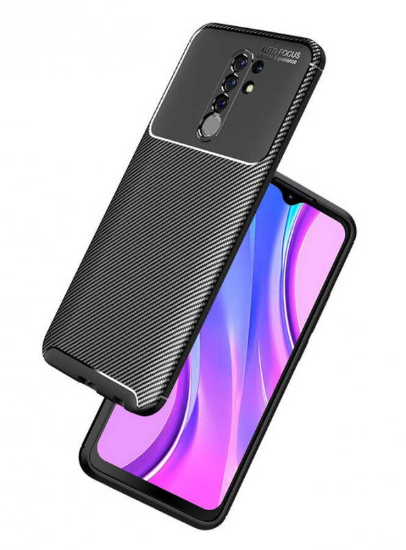 Xiaomi Redmi 9 Kılıf Antişok Carbon Desenli Regnor Silikon Kapak