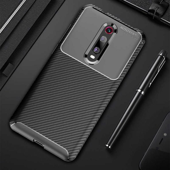 Xiaomi Mi 9T Kılıf Regnor Antişok Carbon Silikon Kapak Kılıf + Cam - 5