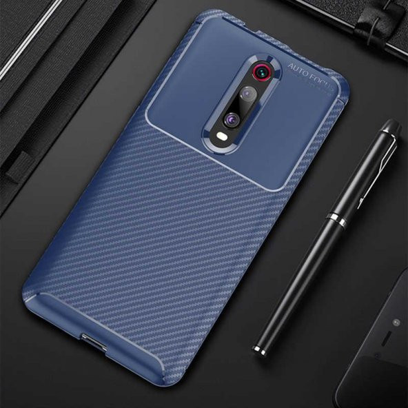 Xiaomi Mi 9T Kılıf Regnor Antişok Carbon Silikon Kapak Kılıf + Cam - 6