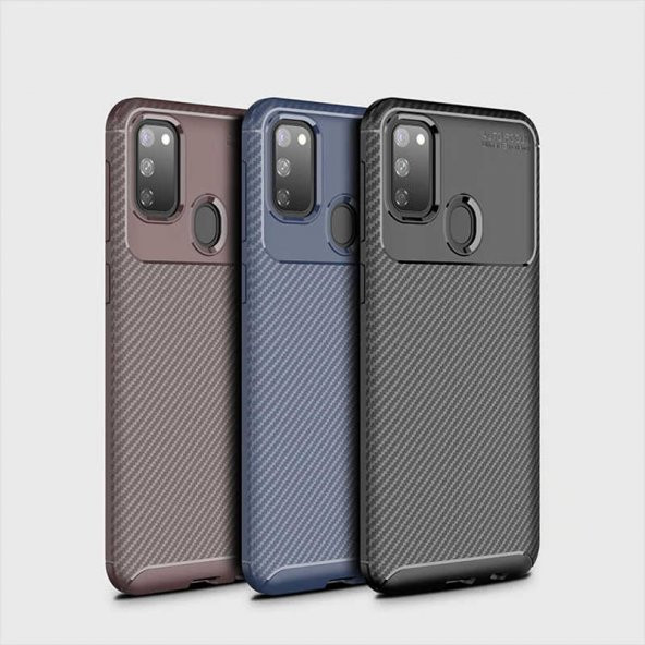 Samsung Galaxy M30S Kılıf Antişok Carbon Regnor Antişok Carbon Silikon