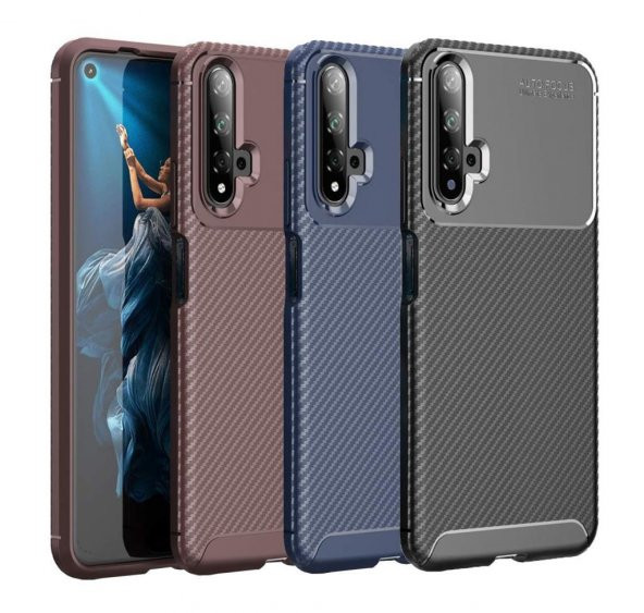 Huawei Nova 5T Kılıf Antişok Carbon Regnor Antişok Carbon Silikon