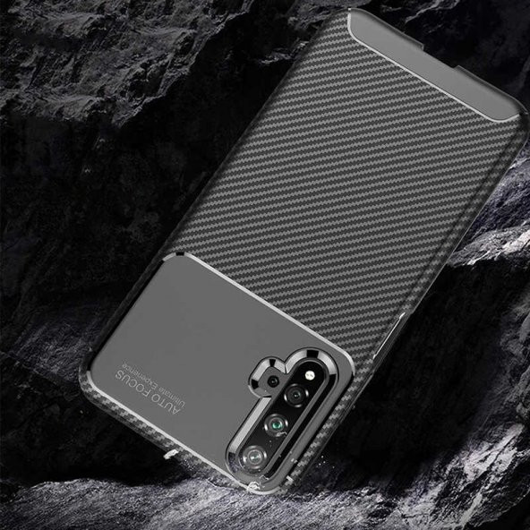 Huawei Nova 5T Kılıf Antişok Carbon Regnor Antişok Carbon Silikon + Cam - 5