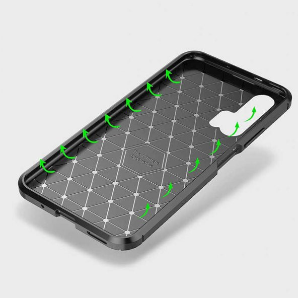 Huawei Nova 5T Kılıf Antişok Carbon Regnor Antişok Carbon Silikon + Cam - 7