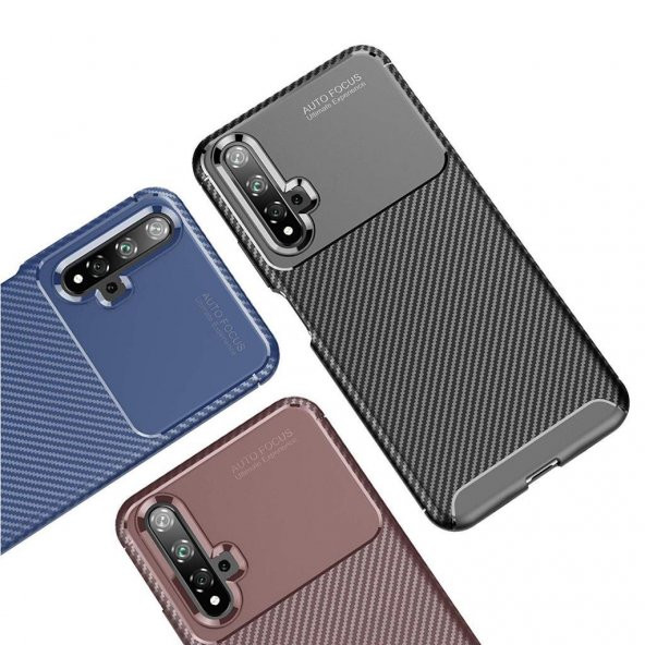 Huawei Nova 5T Kılıf Antişok Carbon Regnor Antişok Carbon Silikon + Cam - 10