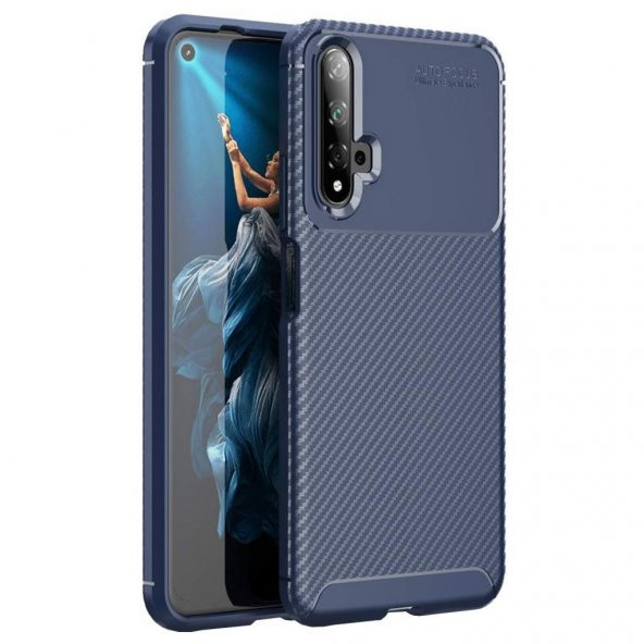 Huawei Nova 5T Kılıf Antişok Carbon Regnor Antişok Carbon Silikon + Cam - 12