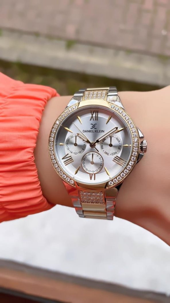 DANIEL KLEIN EDK.1.10036.5 BİLEKLİK HEDİYELİ YENİ SEZON SILVER GOLD KADIN KOL SAATİ - 3