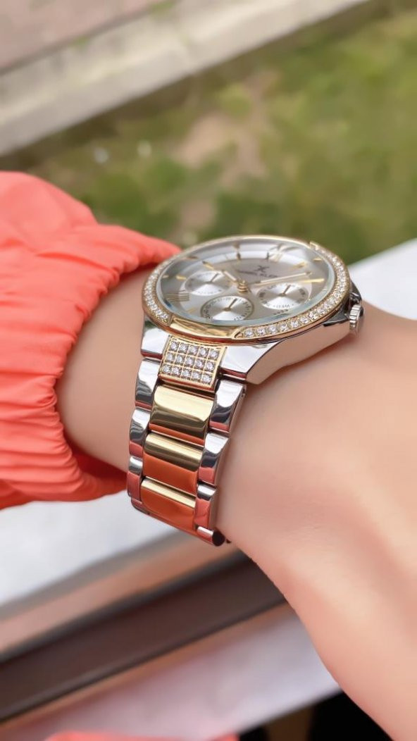 DANIEL KLEIN EDK.1.10036.5 BİLEKLİK HEDİYELİ YENİ SEZON SILVER GOLD KADIN KOL SAATİ - 5
