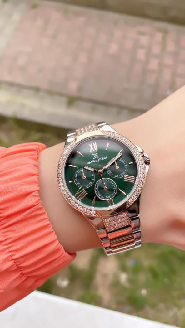 DANIEL KLEIN EDK.1.10036.6 BİLEKLİK HEDİYELİ YENİ SEZON YEŞİL KADRANLI KADIN KOL SAATİ - 3