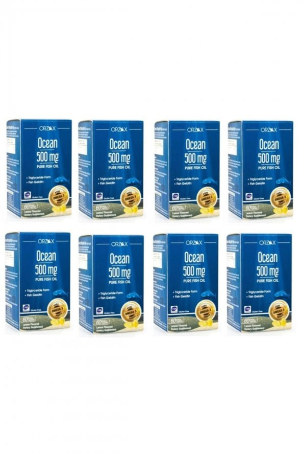 Ocean 500 Mg Balık Yağı Limon Aromalı 60 Softjel Kapsül*8 Adet