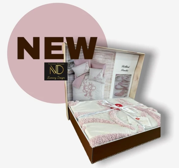 Cotton Box Puff Nakışlı Ranforce Çift Kişilik Anneler Günü Nevresim Takımı Bellini Pembe - Resim 3