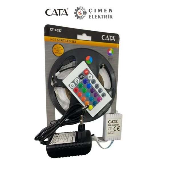 CATA CT 4557 Rgb Şerit Led Set 5 Mt Rgb Led 3 Renk+Trafo+ Kumanda