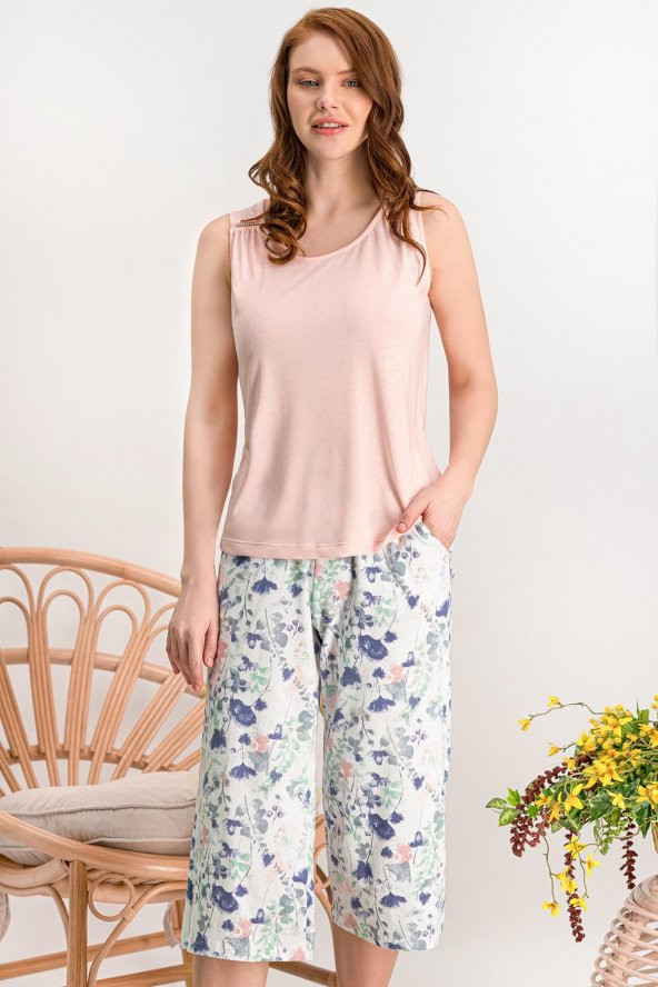 Arnetta 785 Flowers Somon Kadın Kapri Takım
