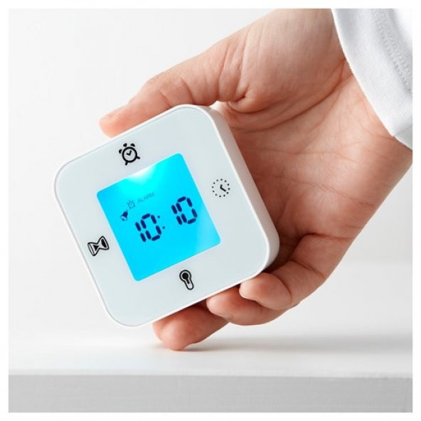 4 Fonksiyonlu Masa Saati MeridyenDukkan Beyaz Renk Saat-Termometre-Alarm-Zamanlayıcı