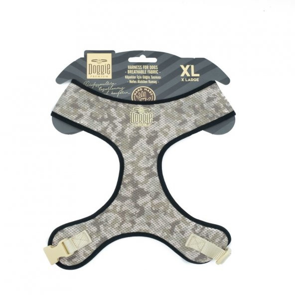 Doggie Havalı Dokumadan El Yapımı Küçük Irk Köpek Göğüs Tasması XL-2x50-65cm Kamuflaj