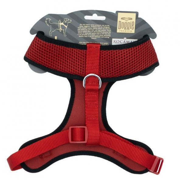 Doggie Havalı Dokumadan El Yapımı Küçük Irk Köpek Göğüs Tasması L-2x45-55cm Kırmızı - 2