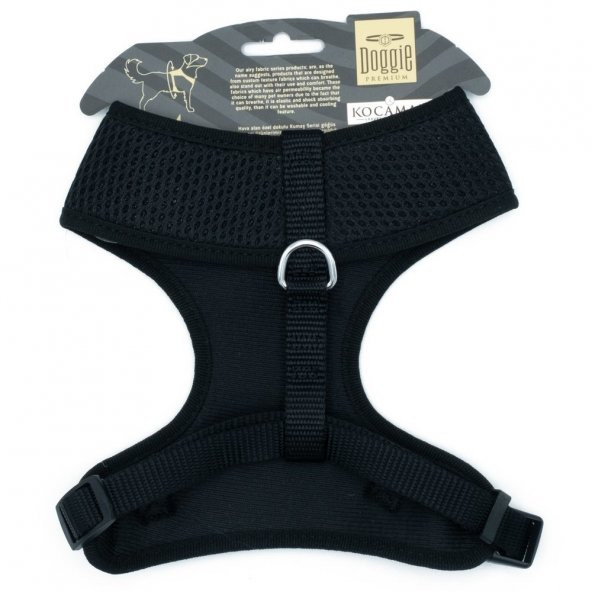 Doggie Havalı Dokumadan El Yapımı Küçük Irk Köpek Göğüs Tasması L-2x45-55cm Siyah - Resim 2