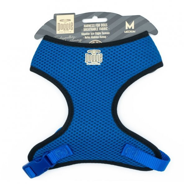 Doggie Havalı Dokumadan El Yapımı Küçük Irk Köpek Göğüs Tasması M-1,5x35-45cm Royal Mavi