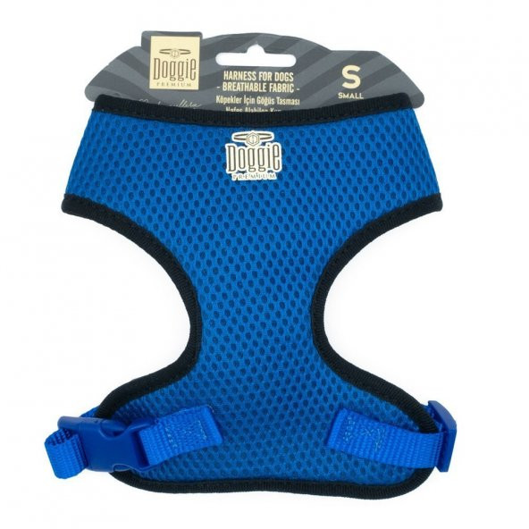 Doggie Havalı Dokumadan El Yapımı Küçük Irk Köpek Göğüs Tasması S-1,5x25-35cm Royal Mavi