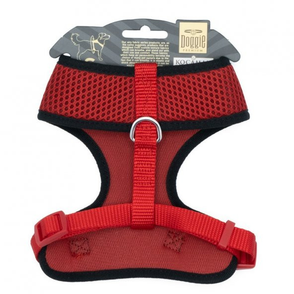 Doggie Havalı Dokumadan El Yapımı Küçük Irk Köpek Göğüs Tasması S-1,5x25-35cm Kırmızı - 2