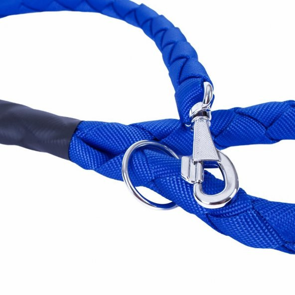 Doggie Dokumadan El Yapımı Örgülü Köpek Gezdirme Kayışı M-3x100cm Royal Mavi - Resim 2