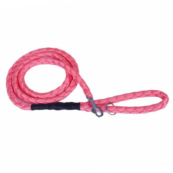 Doggie Dokumadan El Yapımı Örgülü Köpek Gezdirme Kayışı M-2x140cm Pembe* - Resim 2