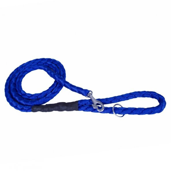Doggie Dokumadan El Yapımı Örgülü Köpek Gezdirme Kayışı M-2x140cm Royal Mavi - 2