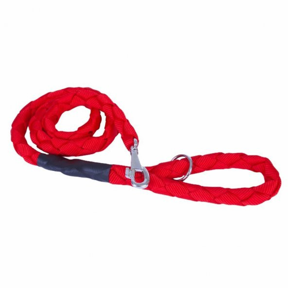 Doggie Dokumadan El Yapımı Örgülü Köpek Gezdirme Kayışı M-2,5x120cm Kırmızı* - 2