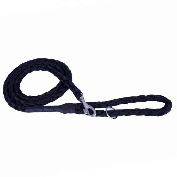 Doggie Dokumadan El Yapımı Örgülü Köpek Gezdirme Kayışı M-2x140cm Siyah - 2