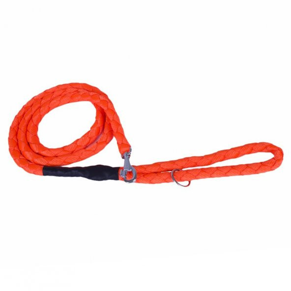 Doggie Dokumadan El Yapımı Örgülü Köpek Gezdirme Kayışı M-2x140cm Turuncu - 2
