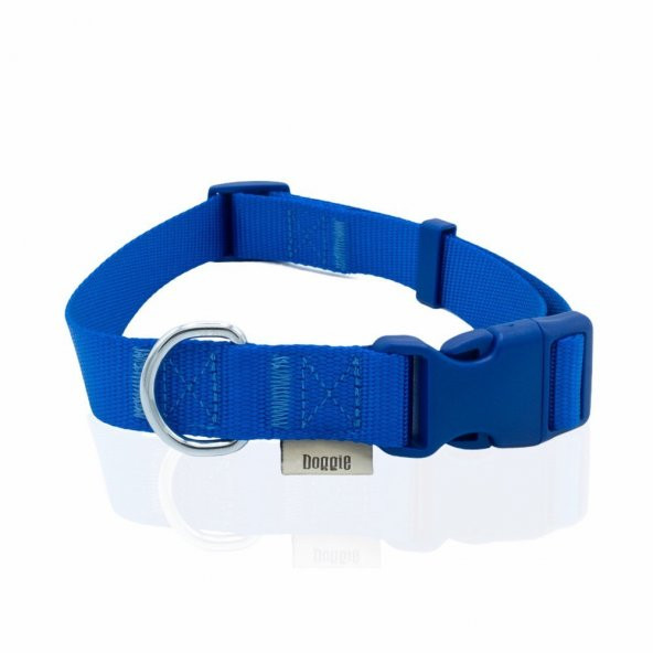 Doggie Ayarlanabilir Özellikli Dokumadan El Yapımı Köpek Boyun Tasması 2,5x40-50cm Royal Mavi - Resim 2