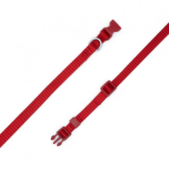 Doggie Ayarlanabilir Özellikli Dokumadan El Yapımı Köpek Boyun Tasması 1,5x25-40cm Kırmızı