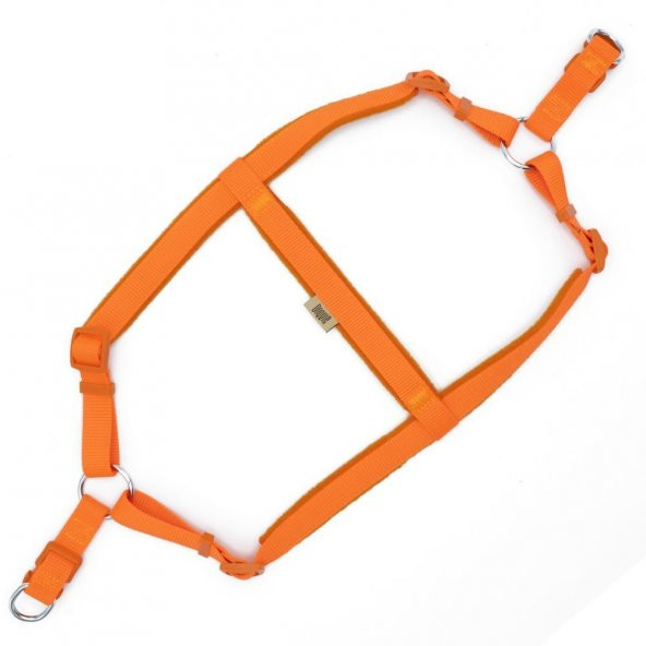 Doggie Polar Dokumadan El Yapımı Ronin Model Köpek Göğüs Tasması L-2x55-65cm Turuncu - Resim 2