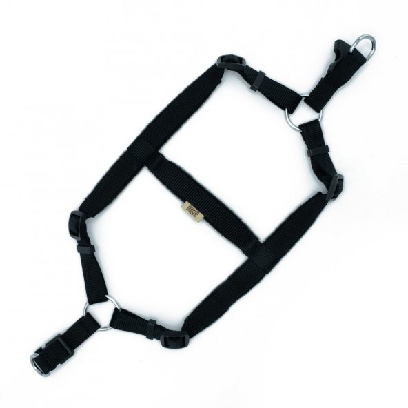 Doggie Polar Dokumadan El Yapımı Ronin Model Köpek Göğüs Tasması M-2x45-55cm Siyah - 2