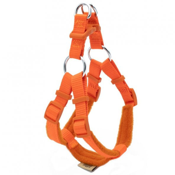 Doggie Polar Dokumadan El Yapımı Ronin Model Köpek Göğüs Tasması XS-1,5x35-45cm Turuncu