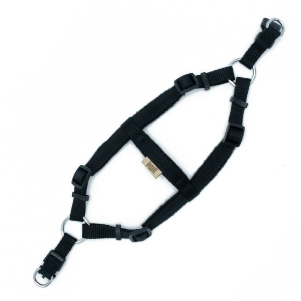 Doggie Polar Dokumadan El Yapımı Ronin Model Köpek Göğüs Tasması XS-1,5x35-45cm Siyah - 2