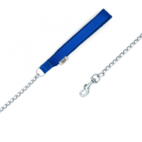 Doggie Polar Dokumadan El Yapımı Zincirli Köpek Gezdirme Kayışı 2,5x110cm Royal Mavi - Resim 2