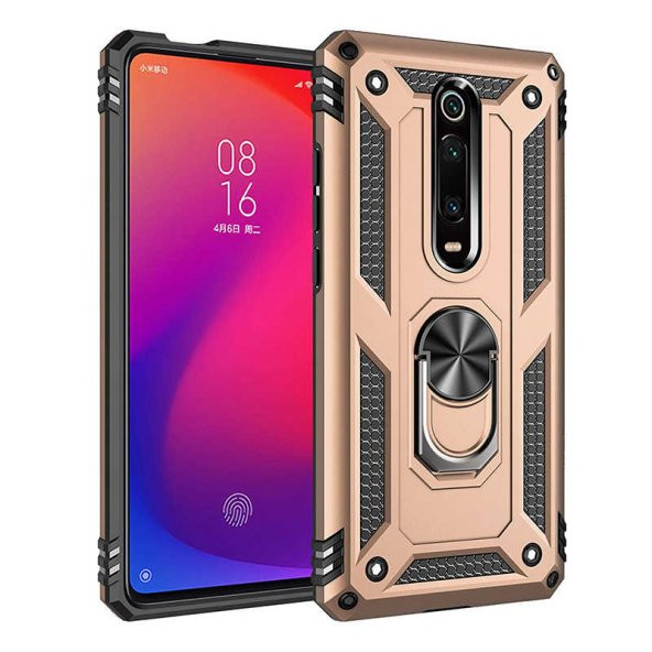 Kupa Xiaomi Mi 9T Kılıf Kamera Korumalı Tank Armor Yüzüklü Standlı Mıknatıslı Silikon Kapak