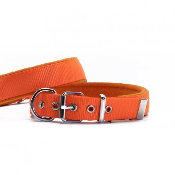 Doggie Polar Dokumadan El Yapımı Köpek Boyun Tasması 2,5x37-45cm Turuncu